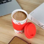 Newl Reusable Bamboo Fibre Coffee Cup Creative Fashion Coffee Tea Mug Wheat Straw Travel with Silicone Lid Mugs 400ml