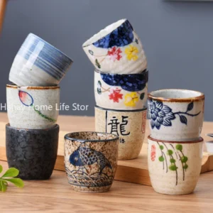 Japanese style Hefeng hand-painted ceramic tea cup, wine cup, small size drinking cup, hotel heat-resistant thickened home tea