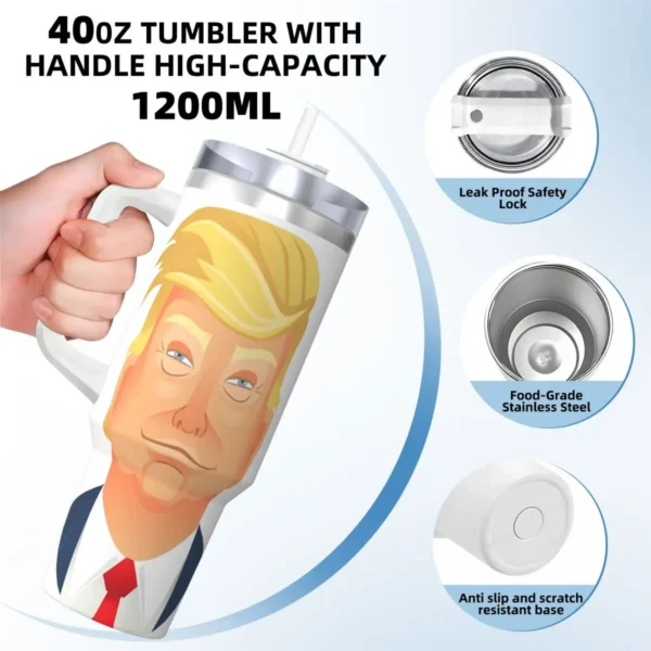 Trump Cartoon Art Tumbler Hot Drinks Water Bottle Heat Preservation Stainless Steel Thermal Mug Custom Travelist Mugs Cup