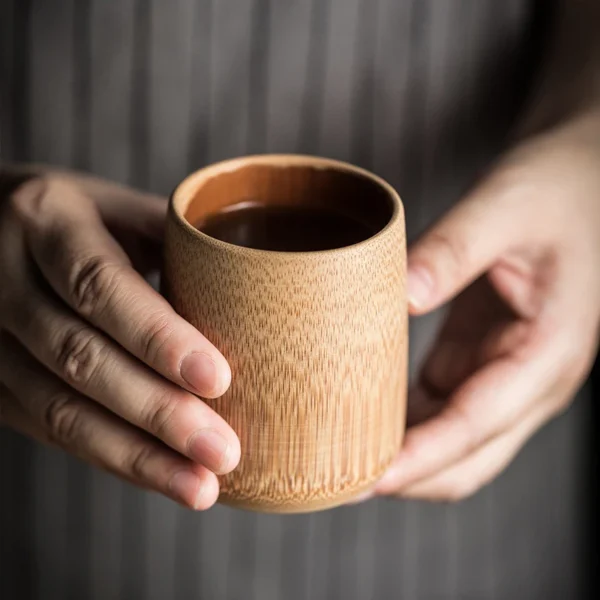 Bamboo Cup Home Japan Style Natural Carved Water Cups Tea Beer Coffee Juice Drinking Mug Handmade Wooden Cup