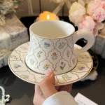 Beautiful Garden Cup and Saucer Ceramic Coffee Cup Set Household High-end Delicate Mug Gift