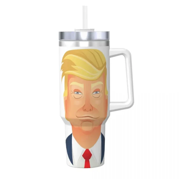 Trump Cartoon Art Tumbler Hot Drinks Water Bottle Heat Preservation Stainless Steel Thermal Mug Custom Travelist Mugs Cup