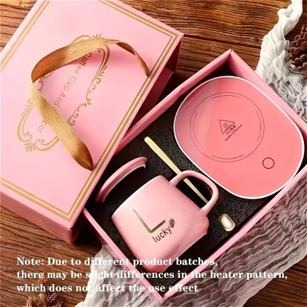 Thermostat Cup gift box ceramic cup with Spoon and Storage Bag Set Folding Spoon Portable cup