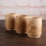 1PC Japan Style Natural Bamboo Carved Water Cup Tea Beer Coffee Juice Drinking Mug Handmade Wooden Cup