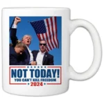 Trump Shot Never Surrender Coffee Mug Not Today You Can't Kill Freedom Attempted Assassination Donald Trump Fist Pump Shoot Cup