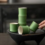 Bamboo Joint Tea Cup Stoneware Green Glaze Master Cup Rising Step By Step Ceramics Creativity Cup