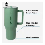 HydroJug 32oz/40oz Vacuum Insulated Car Mug with FlowState Straw Lid – Stainless Steel Travel Tumbler & Rubber Base