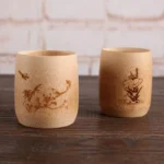 1PC Japan Style Natural Bamboo Carved Water Cup Tea Beer Coffee Juice Drinking Mug Handmade Wooden Cup