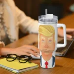 Trump Cartoon Art Tumbler Hot Drinks Water Bottle Heat Preservation Stainless Steel Thermal Mug Custom Travelist Mugs Cup