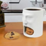 Biscuit Cookie Pocket Holder Eating Cake Cup Cartoon Funny Man Face Mug Durable Easy To Clean Ceramic Coffee Mug Hotel