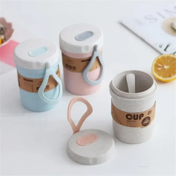 Cute Reusable Travel Bottle To Go Coffee Cup Bottle With Lid Bamboo Bottle for Tea Juice Coffee Cup Leakproof Mugs Drinkware