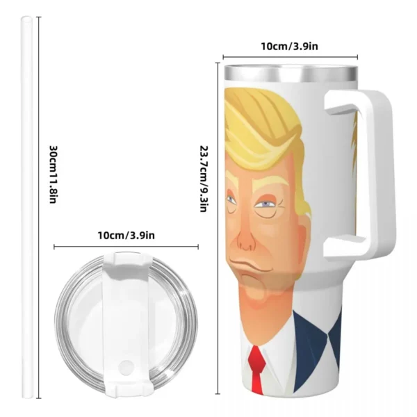 Trump Cartoon Art Tumbler Hot Drinks Water Bottle Heat Preservation Stainless Steel Thermal Mug Custom Travelist Mugs Cup