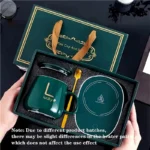 Thermostat Cup gift box ceramic cup with Spoon and Storage Bag Set Folding Spoon Portable cup