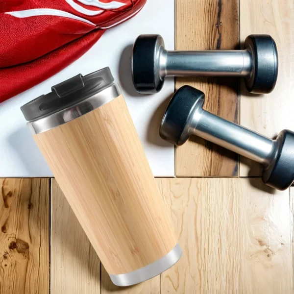 450Ml Bamboo Coffee Cup Stainless Steel Coffee Travel Mug With Leak-Proof Cover Insulated Coffee Accompanying Cup Reusable Woode