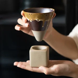 Conical Ceramic Coffee Cup with Base Creativity Mug Japanese-style Teahouse Tea Sets Stoneware Master Cup Funnel Type 2