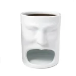 Biscuit Cookie Pocket Holder Eating Cake Cup Cartoon Funny Man Face Mug Durable Easy To Clean Ceramic Coffee Mug Hotel