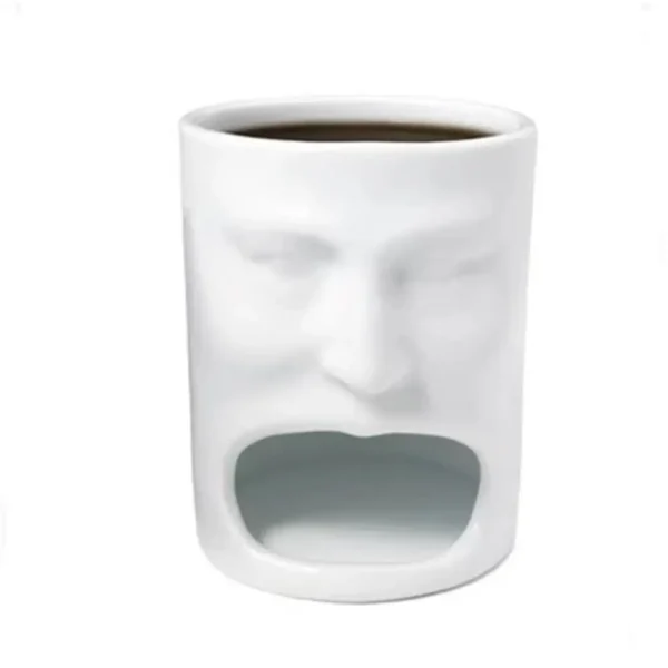 Biscuit Cookie Pocket Holder Eating Cake Cup Cartoon Funny Man Face Mug Durable Easy To Clean Ceramic Coffee Mug Hotel