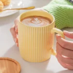 Ceramic Mugs Coffee Cups with Bamboo Lid Milk Tea Cup with Handle Ins Korean Style Oatmeal Breakfast Mug Drinkware Cup Water Cup