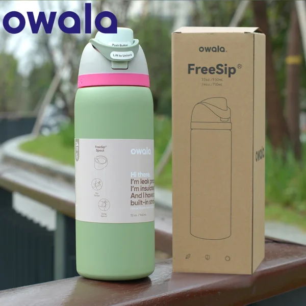 Original Owala Insulated Stainless Steel Water Bottle with Straw, BPA-Free Sports Water Bottle, Great for Travel, 24Oz/32 Oz,