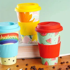 470ml Coffee Mug Decal Design Insulation Portable Bamboo Fiber Degradable Water Cup for Travel Home Office Drinkware 2