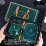 55 Degrees Thermostat Cup Gift Box Set Warm Ceramic Cup Mugs With Spoon And Storage Bag Set Folding Spoon For Portable Meals