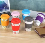 Newl Reusable Bamboo Fibre Coffee Cup Creative Fashion Coffee Tea Mug Wheat Straw Travel with Silicone Lid Mugs 400ml