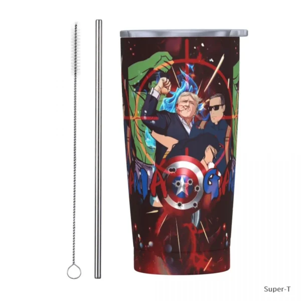 Hero Trump Shot 2024 President Election Thermos Bottle Stainless Steel Insulation Travel Mug Vacuum Flask Coffee Cup