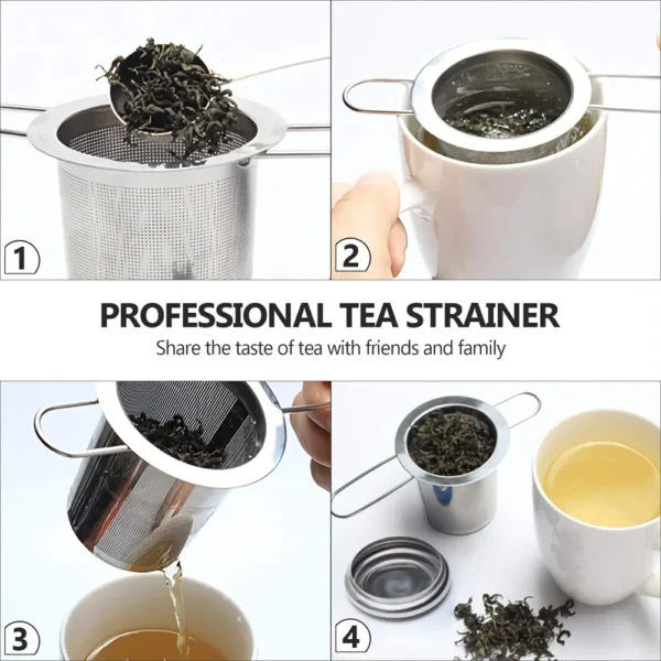 Stainless Steel Mesh Tea Infuser with Lid Reusable Cup Strainer Loose Leaf Spice Filter for Teapots Mugs Cup to Steep Tea Coffee