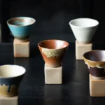 Conical Ceramic Coffee Cup with Base Creativity Mug Japanese-style Teahouse Tea Sets Stoneware Master Cup Funnel Type