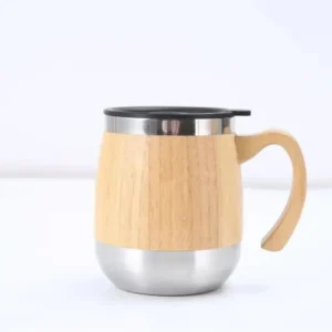 Bamboo Shell Mug Daily Portable Thermal Mug Tea Mug Cups Mugs Bamboo Grain Handle Mug Mugs Coffee Stainless Steel 2