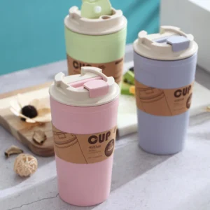 420ML Eco-Friendly Coffee Cup With Lid Portable Practical Reusable Bamboo Fiber Mug Leak Proof Tea Milk Bottle Drinkware