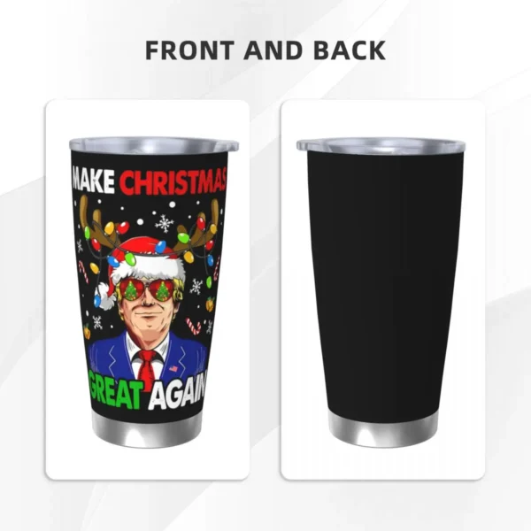 Make Christmas Great Again Funny Trump Tumbler Vacuum Insulated Thermal Cup with Lid Straw Office Home Mugs Spill Proof, 20oz