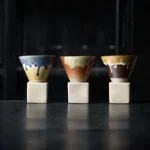 Conical Ceramic Coffee Cup with Base Creativity Mug Japanese-style Teahouse Tea Sets Stoneware Master Cup Funnel Type