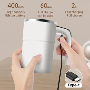 Automatic Stirring Cup Rechargeable Portable Coffee Electric Stirring Stainless Steel Mixer Rotating Magnetic Self Stirring Mugs 2