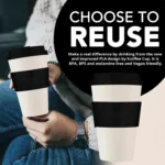 401-500ml Reusable Eco-Friendly Bamboo Fiber Coffee Cup Household Office with Silicone Lid Drinking Bamboo Fiber Cup, Travel Mug