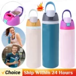 Thermos Cup 24oz Double-Layer Stainless Steel Space Kettle Water Bottle with Straw Car Outdoor Sports Camping Sports