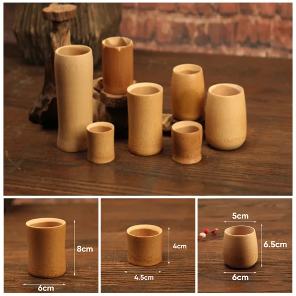 Bamboo Cup Japan Style Natural Bamboo Carved Water Cup Tea Beer Coffee Juice Drinking Mug Handmade Wooden Cup