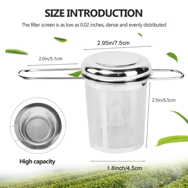 Stainless Steel Mesh Tea Infuser with Lid Reusable Cup Strainer Loose Leaf Spice Filter for Teapots Mugs Cup to Steep Tea Coffee