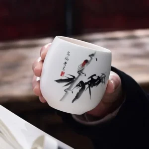 1pcs/3pcs China Ceramic Tea Cup White Porcelain Kung Fu Cups Pottery With Handle Drinkware Wine Coffee Mug Teacup Wholesale 2