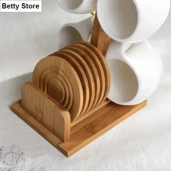 Simple White Ceramic Coffee Cup & Saucer Set Bamboo Wood Stand Afternoon Tea Coffee Tea Cup Delicate 190ml Home Mug Family Gift