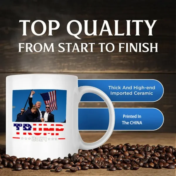 Trump fight 2024 Ceramic Cup I will NEVER STOP Coffee Mug 11oz Fun Ceramic Coffee Tea Cocoa Cup Handle Tea Drink Cup