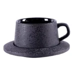 High-grade frosted coffee cup and saucer set ceramic plate breakfast cup black spoon with cup holder.