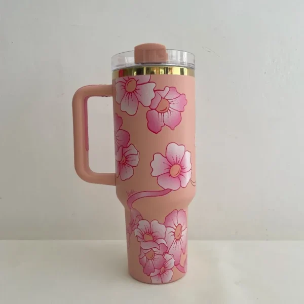 NEW Handle Straw Lid Stainless Steel 40oz Vacuum Insulated Car Mug Double Wall Hot Ice Travel Mug hydro flask  thermos  mugs