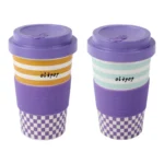 400ml Coffee Cups With Lids Bamboo Fiber Eco-friendly Reusable Coffee Cup Dishwasher Safe Coffee Mug Portable Travel Cups