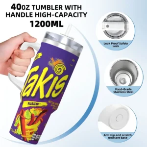 Stainless Steel Tumbler Takis Chili Coffee Mug Mexican Tortilla Chips Keep Heat Cold Drink Car Mugs Driving Design Water Bottle 2