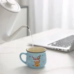 Ceramic Christmas Mousse Mug Cartoon Santa Cup Coffee Cup for Office Home Baking Dessert Breakfast Milk Mug for Kids Xmas Gift