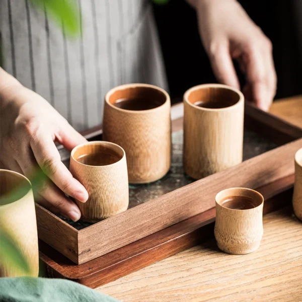 Bamboo Cup Home Japan Style Natural Carved Water Cups Tea Beer Coffee Juice Drinking Mug Handmade Wooden Cup