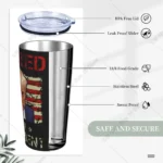 Trump Never Surrender Tumbler Vacuum Insulated Mug Shot Free Trump Thermal Cup with Lid Straw Double Wall Mugs Drink 20oz