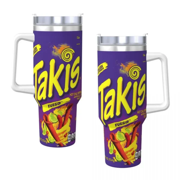 Stainless Steel Tumbler Takis Chili Coffee Mug Mexican Tortilla Chips Keep Heat Cold Drink Car Mugs Driving Design Water Bottle