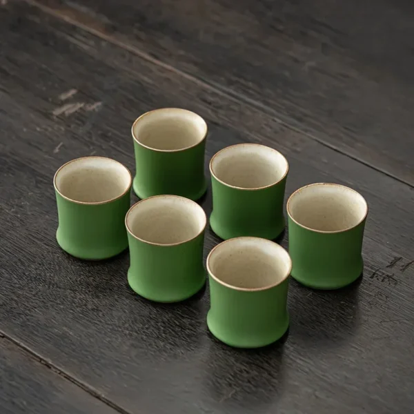 Bamboo Joint Tea Cup Stoneware Green Glaze Master Cup Rising Step By Step Ceramics Creativity Cup